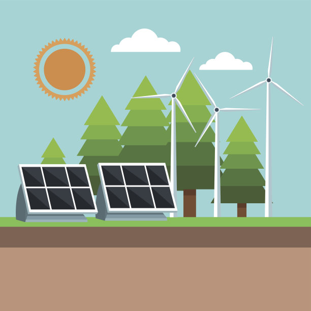 太阳能电池板和风车环保图片下载