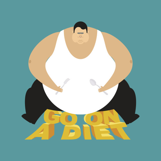 那个胖子节食了。贪吃的人厚的人。胖子向量树脂图片下载