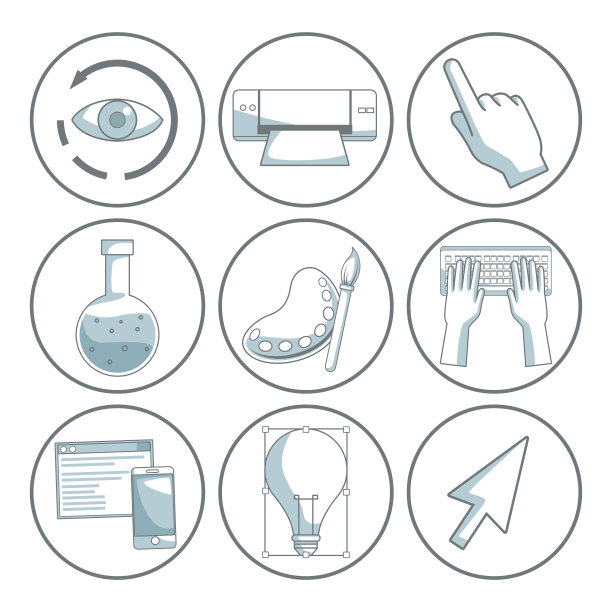 场景剪影颜色部分阴影集合图标元素图形设计图片下载