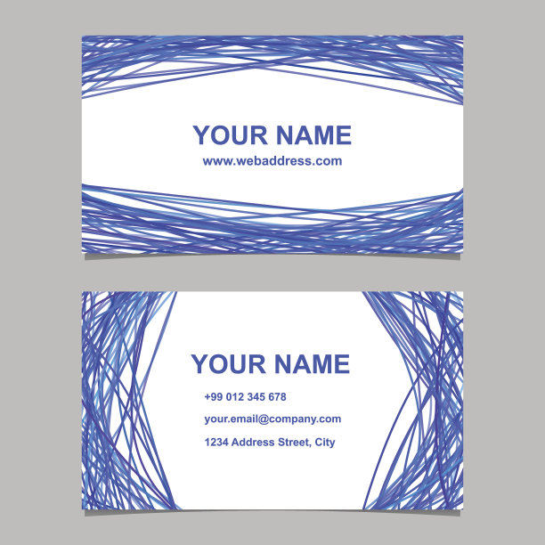 摘要名片模板设计集矢量身份证插图与曲线图片下载