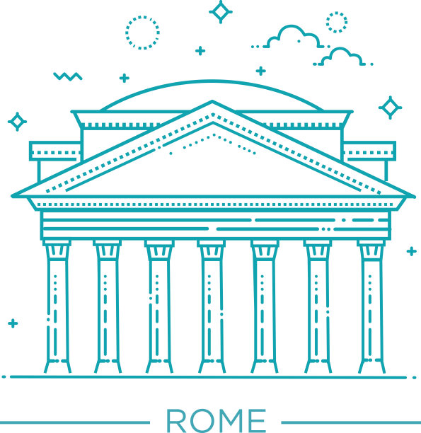 向量线插图万神殿，罗马，意大利图片下载