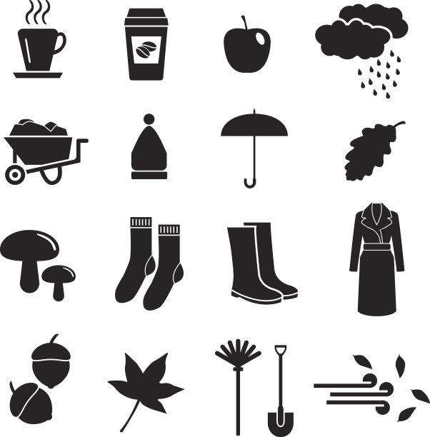 秋季季节向量图标设置图片下载