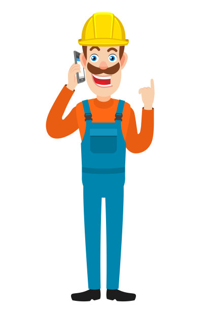 建筑工一边用手机说话一边指着上面图片下载