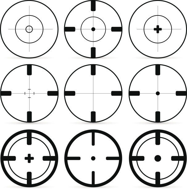 9个目标图标的设置在平面风格。十字丝套图片下载