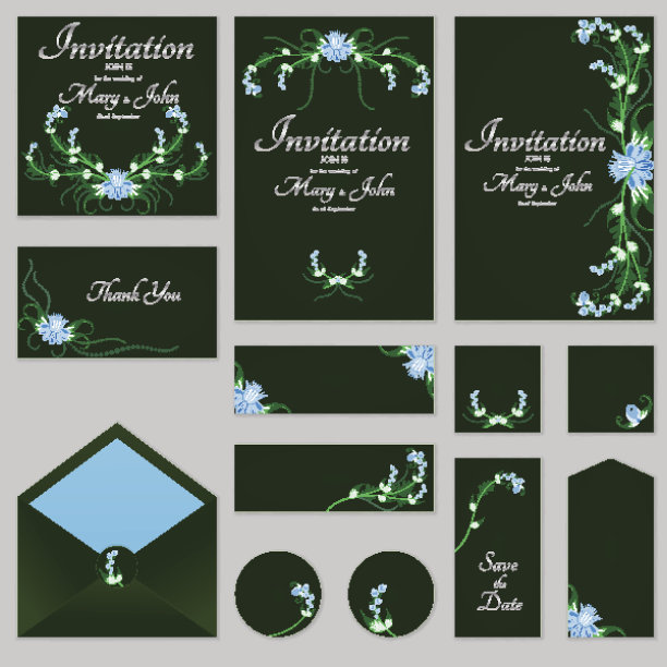 一套带有装饰的请柬在斯拉夫民间风格07图片下载