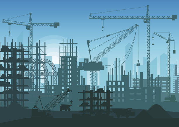 天际线正在建设中。新城市外部的网站负责人。矢量图图片下载