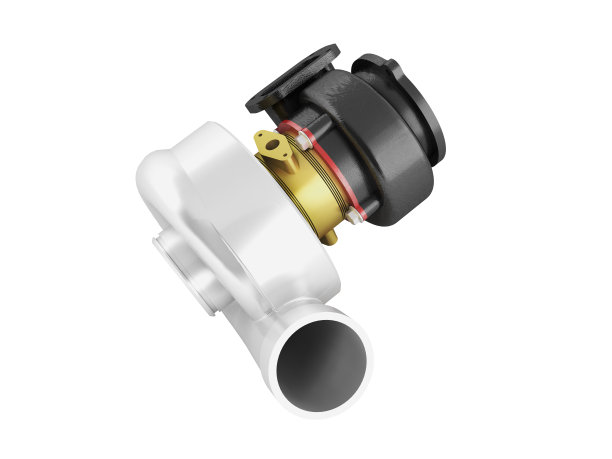 涡轮到汽车的金色3d渲染在白色的背景图片下载