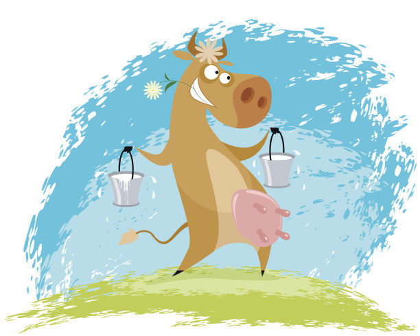 牛和水桶图片下载