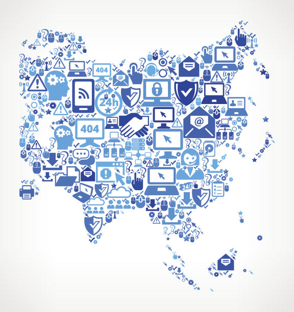 亚洲技术支持矢量图标模式图片下载