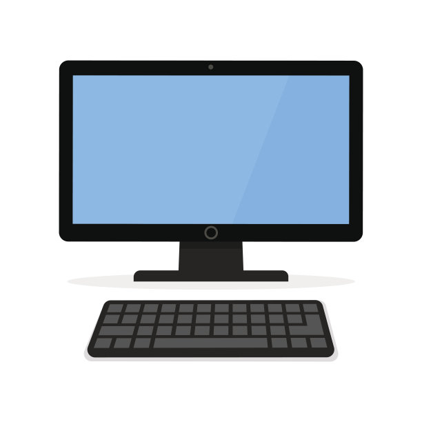 这是一个带键盘的黑色电脑显示器的图标。图片下载