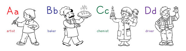 ABC专业着色书套。图片下载
