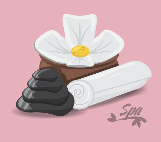 花与石头和毛巾的信息图片下载