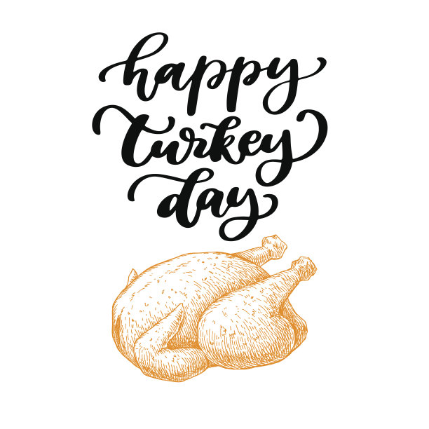 感恩节矢量卡与手写的字母。装饰排版假日支持火鸡图片下载