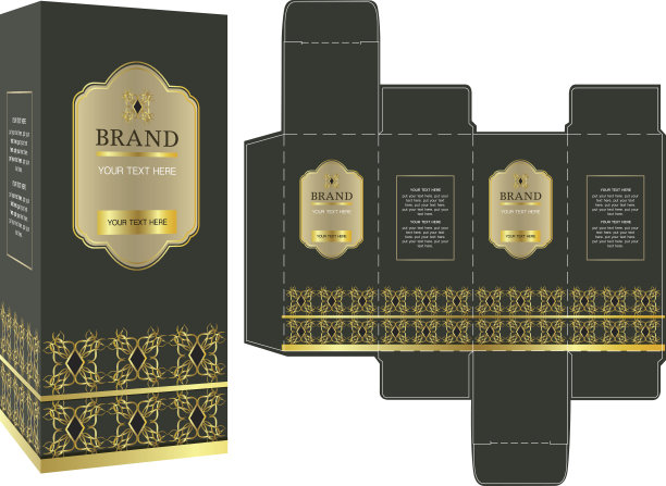 包装设计，豪华包装盒设计模板和样板盒。图片下载