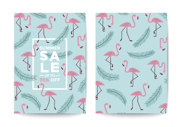 火烈鸟出售海报和传单设计图片下载