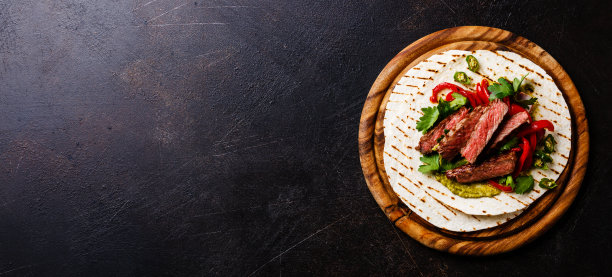 烤牛排，墨西哥烙饼，墨西哥玉米卷素材图片