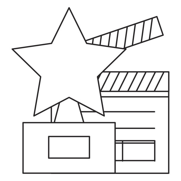 星星奖杯与电影场记板图片下载