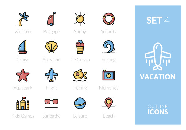 轮廓颜色图标设置在瘦现代设计风格图片下载