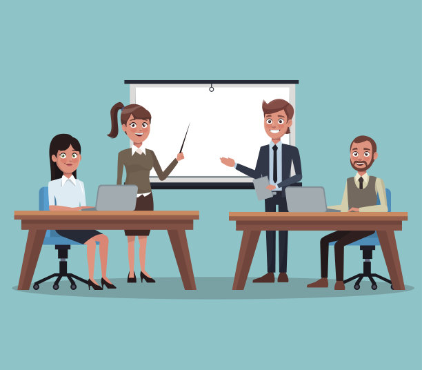 彩色背景执行组的人员在演示图片下载