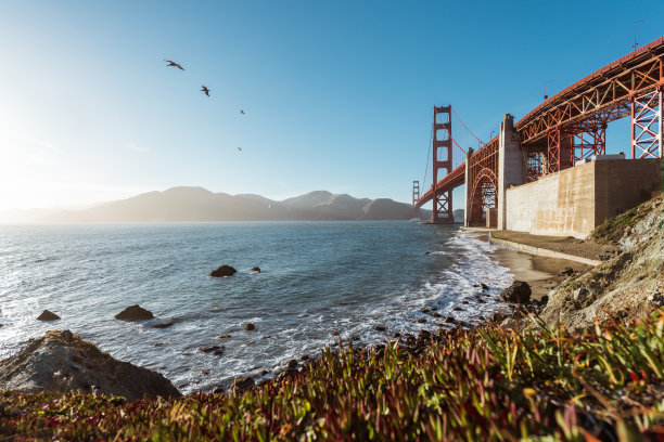 来自马歇尔海滩的金门大桥素材图片