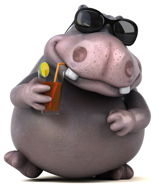 有趣的河马- 3D插图图片下载