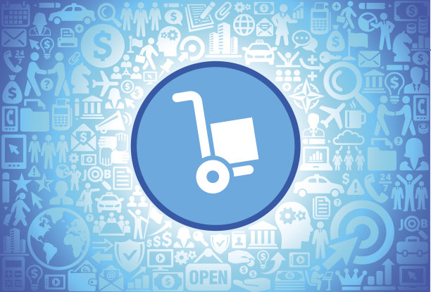 推购物车图标上的业务和金融矢量背景图片下载