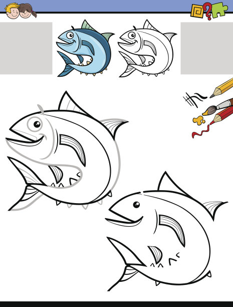 用鱼绘制和着色工作表图片下载