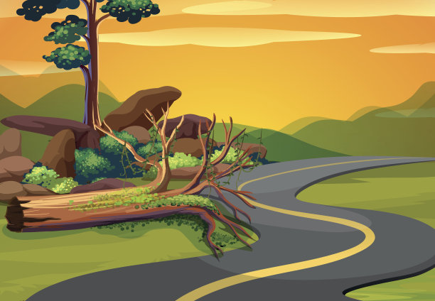 日落时空旷的道路素材图片