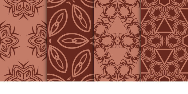 集无缝几何图案与现代装饰。矢量插图。棕色图片下载