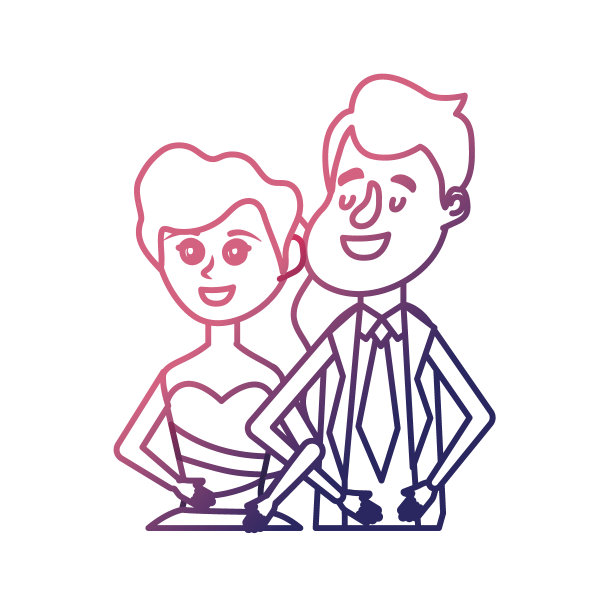 线幸福的情侣在一起，浪漫的庆祝图片下载