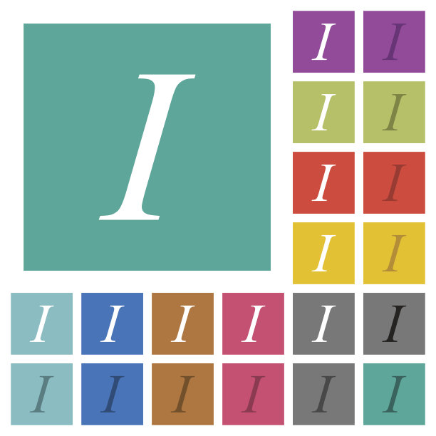 斜体字体类型方形扁平多色图标图片下载