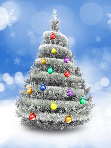 3d银色圣诞树图片下载