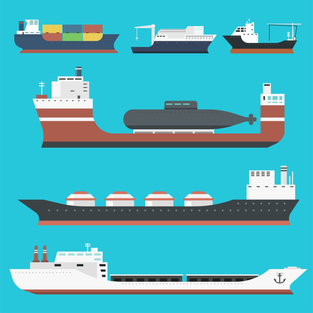 货船和油轮航运交付散货船火车货运船油轮孤立在背景矢量图上图片下载
