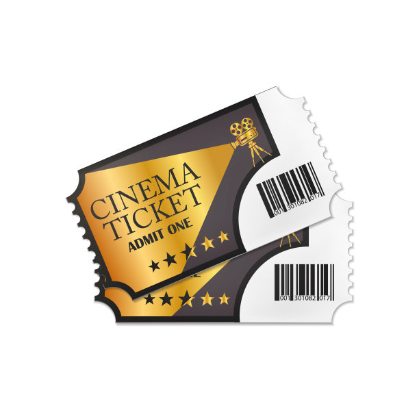 两张设计的复古电影票近距离观看孤立的白色背景。矢量插图。图片下载