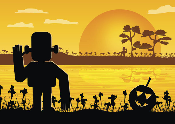 弗兰肯斯坦傍晚的剪影。图片下载