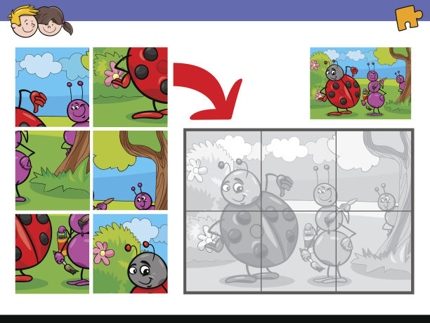 带有昆虫角色的拼图游戏图片下载