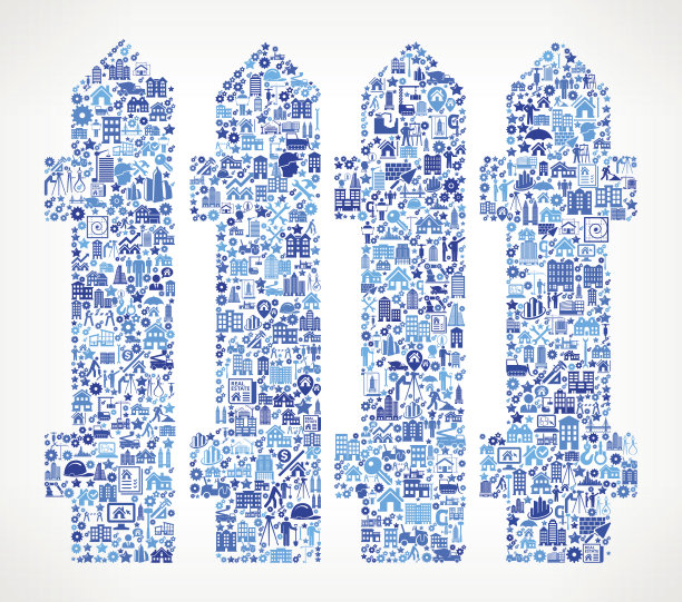 栅栏建筑行业矢量图标模式图片下载