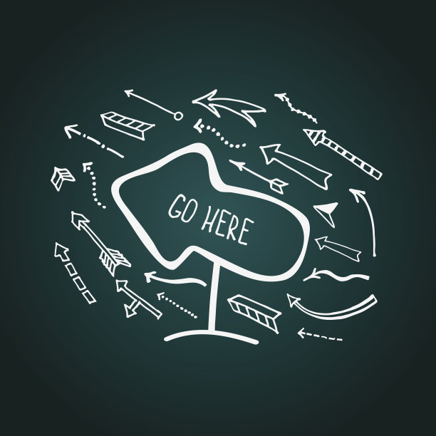 素描风格的各种箭头。图片下载