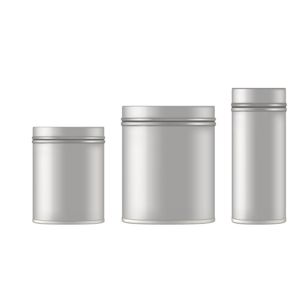 金属化妆品罐，用于装霜，磨砂膏，凝胶，粉末。Vecto模型图片下载