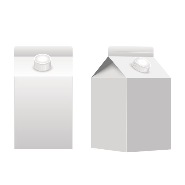 牛奶或果汁纸盒包装盒白空白隔离。向量。图片下载