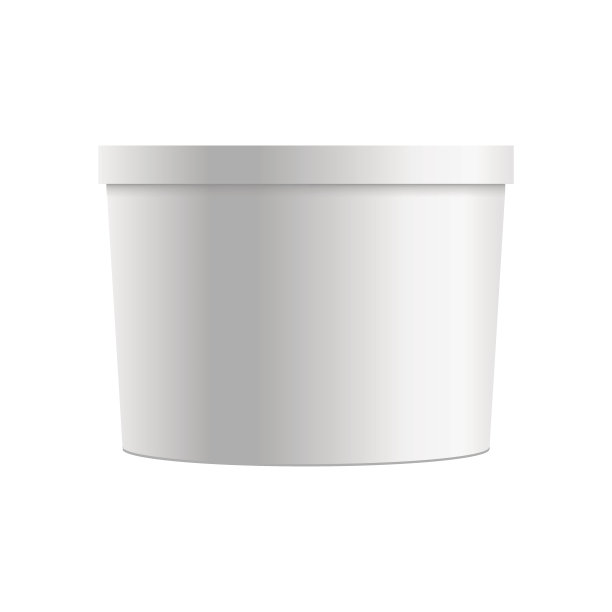 装甜点、酸奶、冰淇淋的塑料桶的空白。向量。图片下载