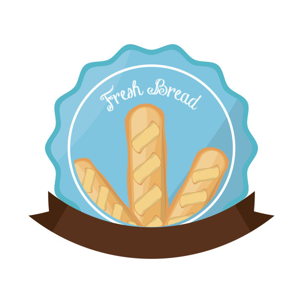 新鲜面包法棍有机标签图片下载