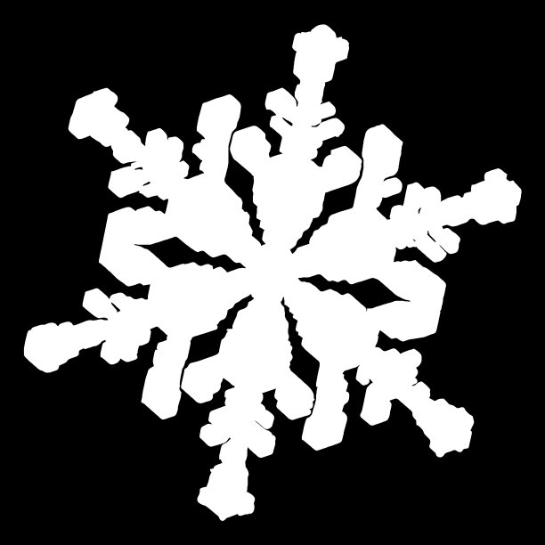 白色雪花形状孤立在黑色背景图片下载