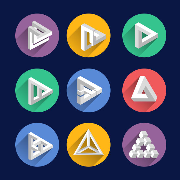 不可能的形状，视错觉物体矢量符号图片下载