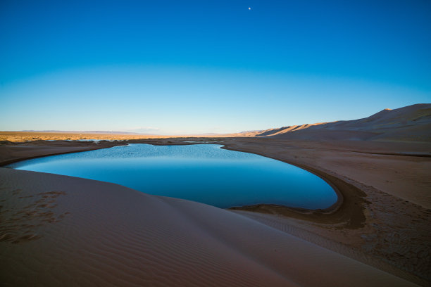 沙漠景观与小绿洲图片下载