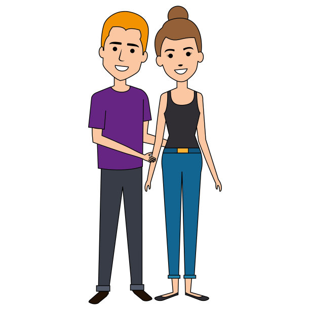 年轻夫妇的虚拟形象图片下载