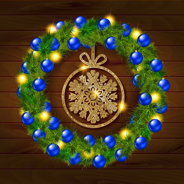 里面有雪花的球的圣诞花环图片下载