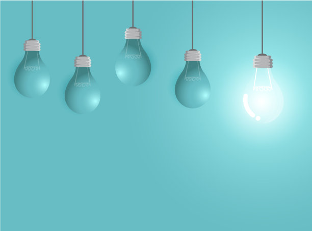 在蓝色背景上成功的现代创意和概念矢量插图灯业务图片下载