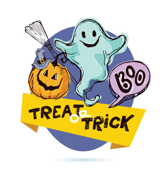 万圣节手绘人物元素涂鸦矢量素材图片下载