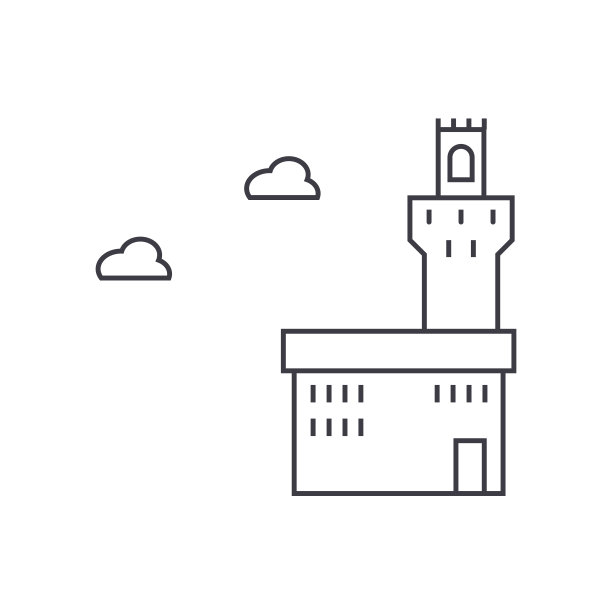 宫vecchio向量线图标，标志，插图背景，可编辑的笔触图片下载